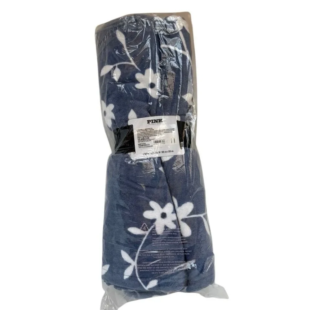 NWT PINK Victoria's Secret Oversized Floral Beach Swim Blue White Bath Towel